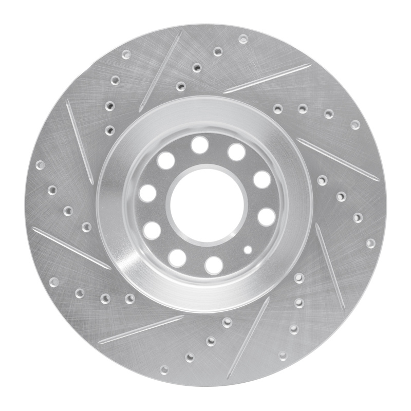 Audi A4 Brake Rotor (1) - Front Right - R1 Concepts - Drilled & Slotted - Silver - `98-`09